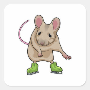Adesivo Quadrado Skates de gelo para patinagem com ratos