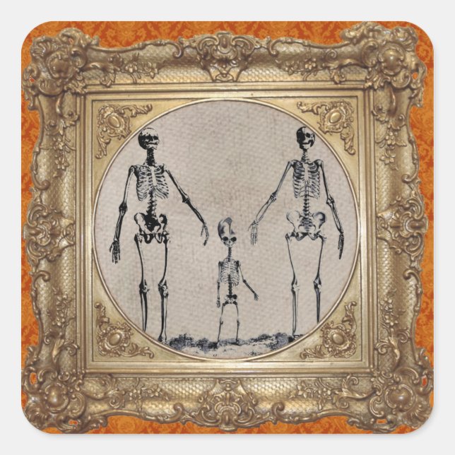 Adesivo Quadrado Skeleton Family Sticker (Frente)