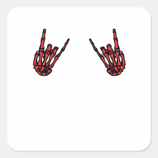 Adesivo Quadrado Skeleton Hand Heart Roll & Red Classic (Frente)