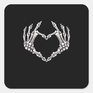 Adesivo Quadrado Skeleton Heart And Hands Gothic Halloween Costume