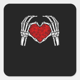 Adesivo Quadrado Skeleton Heart Hands Sinal Dia de os namorados Hea