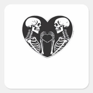 Adesivo Quadrado Skeleton Heart Hands Sinal Halloween Costume Retro