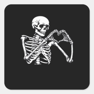 Adesivo Quadrado Skeleton Heart Hands Sinal Halloween Costume Trend