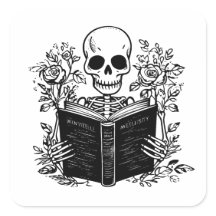 Skeleton lendo livro romântico