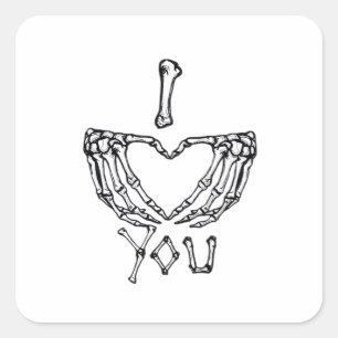 Adesivo Quadrado Skeleton Mãos Fazer Coração