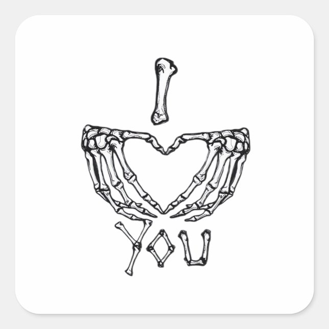 Adesivo Quadrado Skeleton Mãos Fazer Coração (Frente)