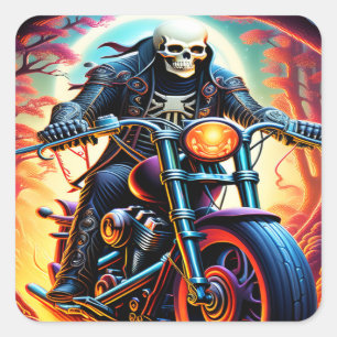 Adesivo Quadrado Skeleton percorrendo a caverna do fogo