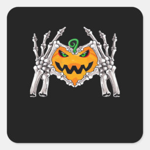 Adesivo Quadrado Skeleton Sinal de Coração de Mão Figurino