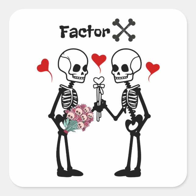 Adesivo Quadrado Skeletons amantes (Frente)