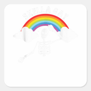 Adesivo Quadrado Skella Gay Spooky Skeleton de Halloween Suporte LG