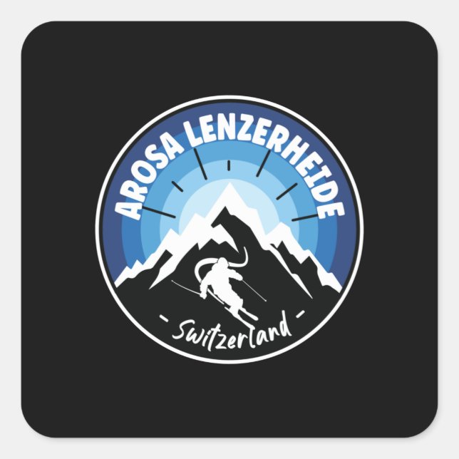 Adesivo Quadrado Ski Arosa Lenzerheide Switzerland Blue (Frente)