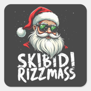 Adesivo Quadrado Skibidi Rizzmas Engraçado Gen Alpha Slang Natal