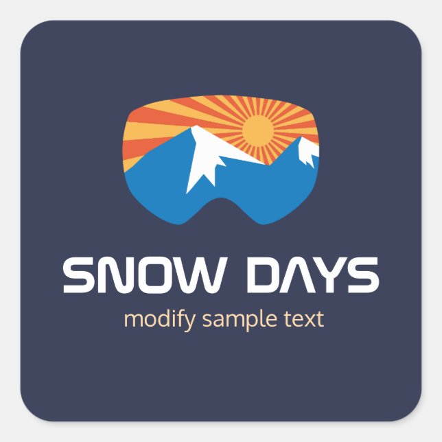 Adesivo Quadrado Skier Snow Goggles Skiing Mountain Cartão de visit (Frente)