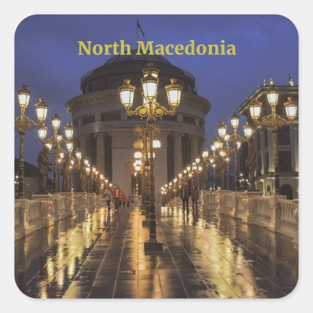 Adesivo Quadrado Skopje, Macedônia do Norte (Frente)