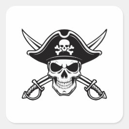 Adesivo Quadrado Skull and sabers