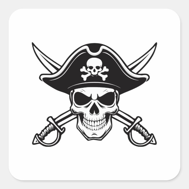 Adesivo Quadrado Skull and sabers (Frente)