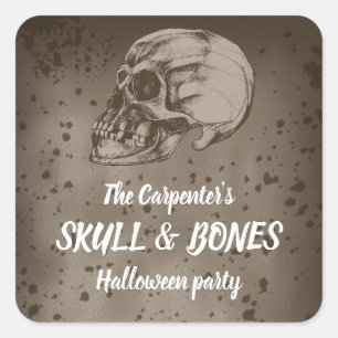Adesivo Quadrado Skull & Bones Halloween