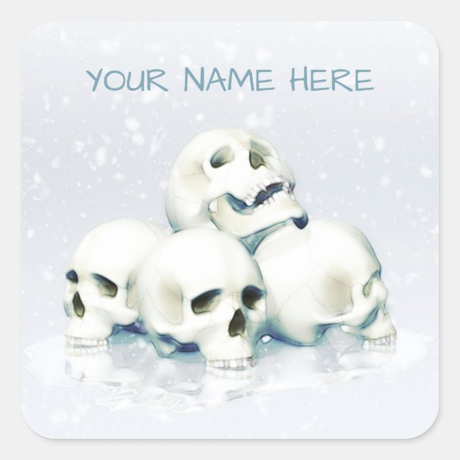 Adesivo Quadrado Skulls in the snow. Personalized (Frente)