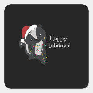 Adesivo Quadrado Skunk Christmas Skunks Animais de inverno
