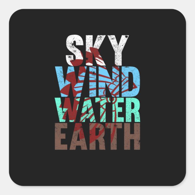 Adesivo Quadrado Sky Wind Water Earth Native American Day Support (Frente)
