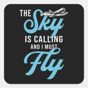 Adesivo Quadrado Skydiver Está Ligando E Eu Tenho Que Voar Vintage