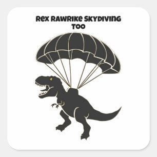 Adesivo Quadrado Skydiving T-rex