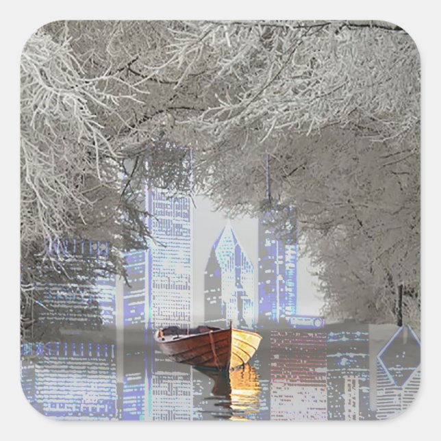 Adesivo Quadrado Skyline (Frente)