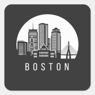 Adesivo Quadrado Skyline Boston