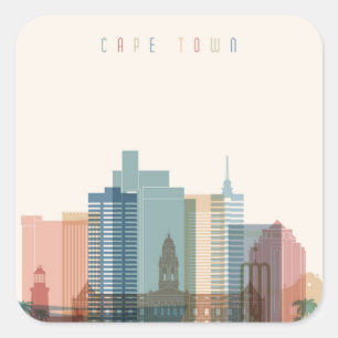 Adesivo Quadrado Skyline da cidade de Cape Town, África