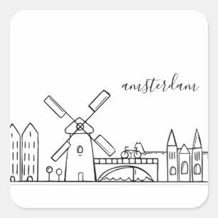 Adesivo Quadrado Skyline de Amsterdão