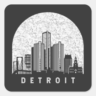 Adesivo Quadrado Skyline Detroit Michigan