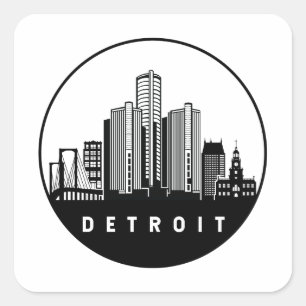 Adesivo Quadrado Skyline Detroit Michigan