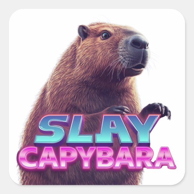 Adesivo Quadrado Slay Capybara Funny Animal Meme Gift (Frente)