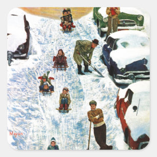 Adesivo Quadrado Sledding e escavar para fora