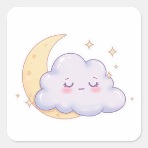 Adesivo Quadrado Sleepy Cloud – Dreamy Kawaii Magic