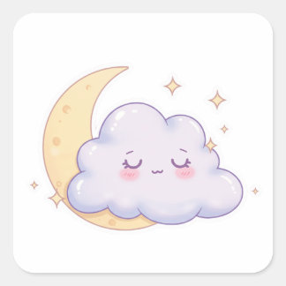 Adesivo Quadrado Sleepy Cloud – Dreamy Kawaii Magic