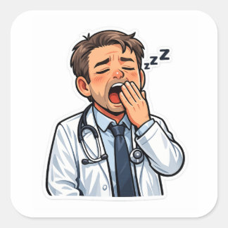 Adesivo Quadrado Sleepy Doctor On Duty Sticker