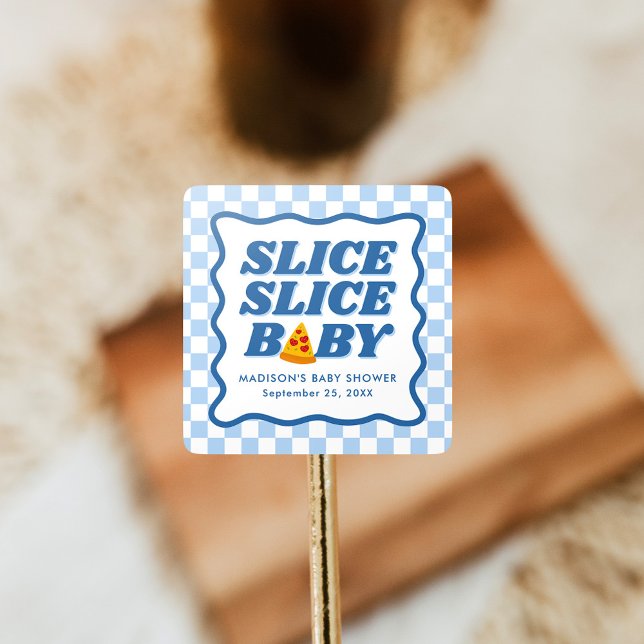 Adesivo Quadrado Slice Slice Baby Pizza Baby Shower (Criador carregado)