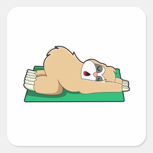 Adesivo Quadrado Sloth em Yoga no tapete Yoga (Frente)