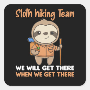 Adesivo Quadrado Sloth Hiking Team Diversão Lopes Caminhando