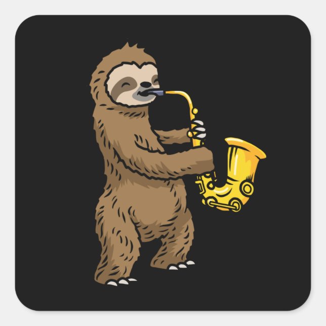 Adesivo Quadrado Sloth Saxofone (Frente)