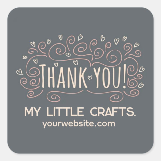 Adesivo Quadrado Small business thank you script typography (Frente)