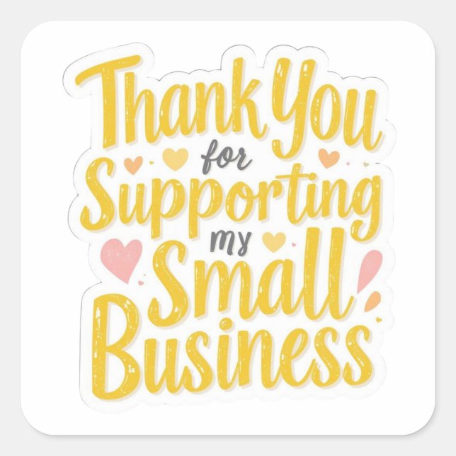 Adesivo Quadrado Small Business Thank You Sticker (Frente)