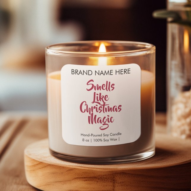 Adesivo Quadrado Smells Like Christmas Magic | Modern Candle Labels (Criador carregado)