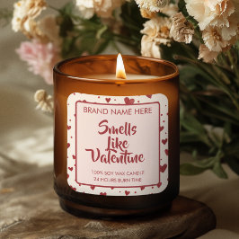 Adesivo Quadrado Smells Like Valentine Custom Pink Candle Labels 