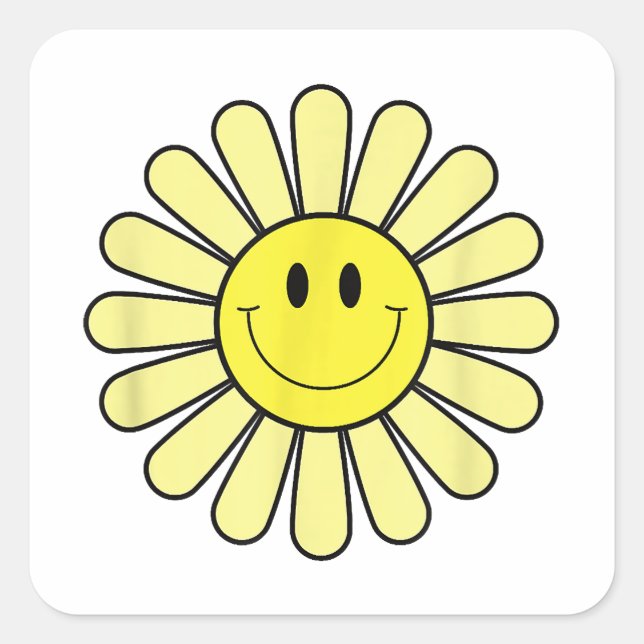 Adesivo Quadrado Smilha amarela Camisa Flor com face amarela dos an (Frente)