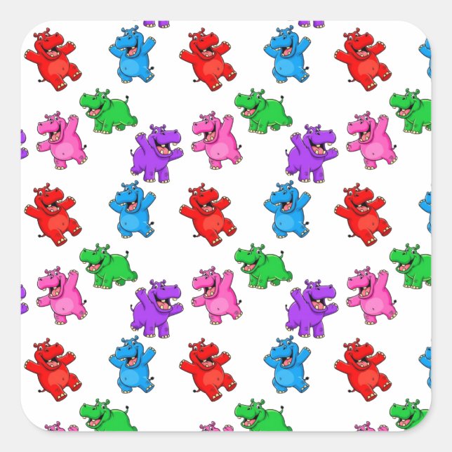 Adesivo Quadrado Smiling Hippo Collection (Frente)