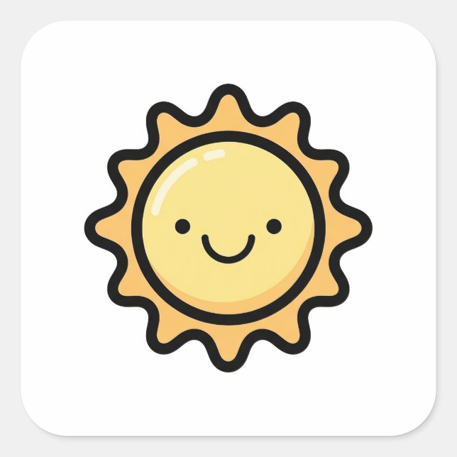 Adesivo Quadrado Smiling Sun – Cute Kawaii Illustration (Frente)