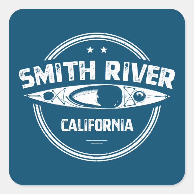 Adesivo Quadrado Smith River California Kayaking (Frente)