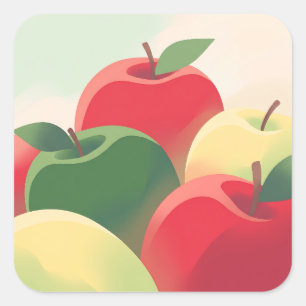Adesivo Quadrado Smooth Colorful Red and Green Apples